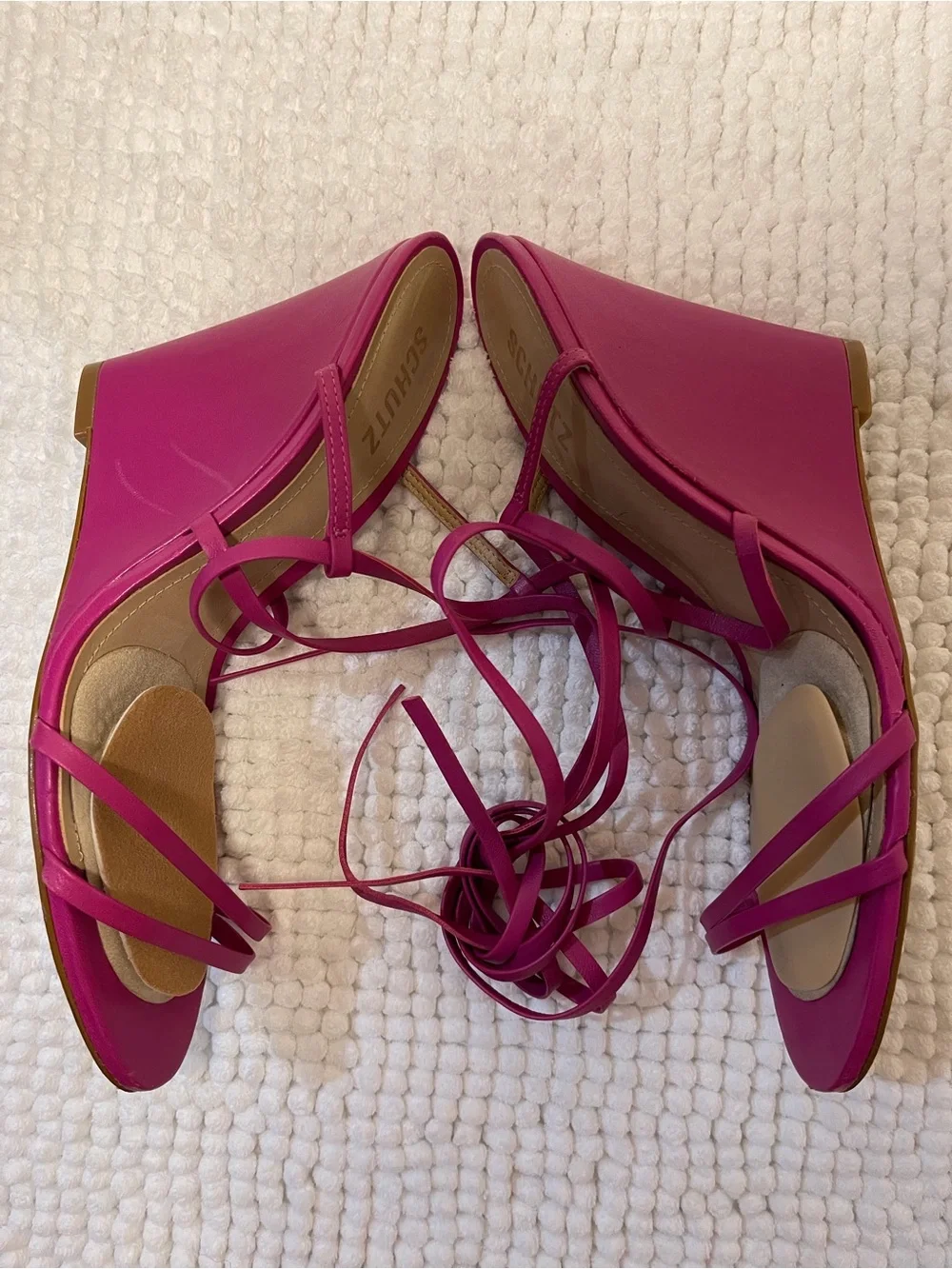 SCHUTZ Hot Pink Strappy Lace-Up Heels